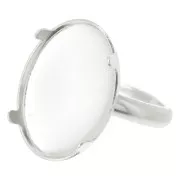 Anillo ajustable para cabuchón plano 18x13 mm talla entre 50 y 53 mm Plata 925x1