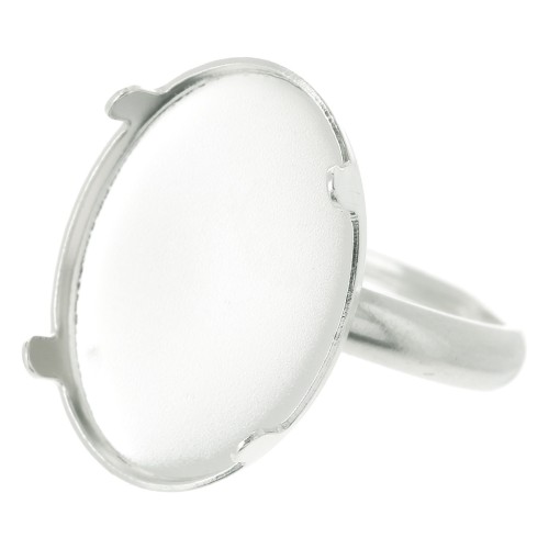 Anillo ajustable para cabuchón plano 18x13 mm talla entre 50 y 53 mm Plata 925x1