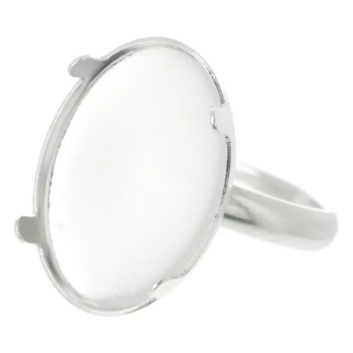 Anillo ajustable para cabuchón plano 18x13 mm talla entre 50 y 53 mm Plata 925x1