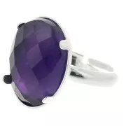 Anillo ajustable para cabuchón plano 18x13 mm talla entre 50 y 53 mm Plata 925x1