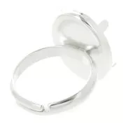 Anillo ajustable para cabuchón plano 18x13 mm talla entre 50 y 53 mm Plata 925x1