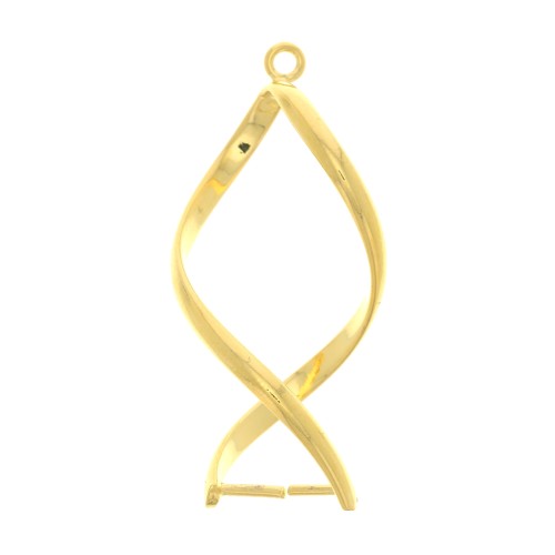 Colgante giro 34x15 mm para cuenta de 10 mm Dorado con oro fino x2