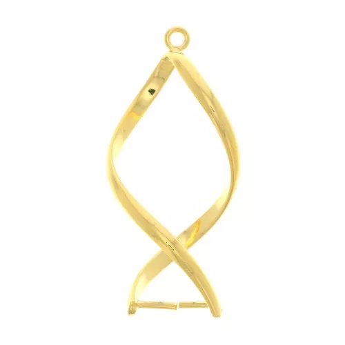Colgante giro 34x15 mm para cuenta de 10 mm Dorado con oro fino x2