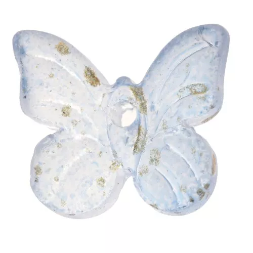Cuentas con forma mariposa 9.5x11 mm - Azul claro - Dorado x4