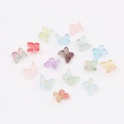 Cuentas con forma mariposa 9.5x11 mm - Azul claro - Dorado x4