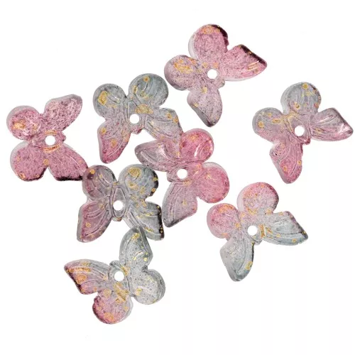 Cuentas con forma mariposa 9.5x11 mm - Morado - Dorado x4