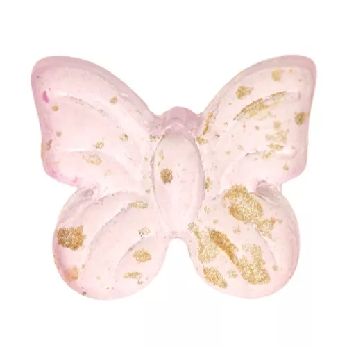 Cuentas con forma mariposa 9.5x11 mm - Rosa claro - Dorado x4
