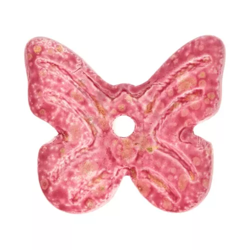 Cuentas con forma mariposa 9.5x11 mm - Rojo - Dorado x4