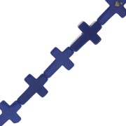 Cuenta cruz 16.5x12 mmde imitación piedra gema tintada - Lapis lazuli x1