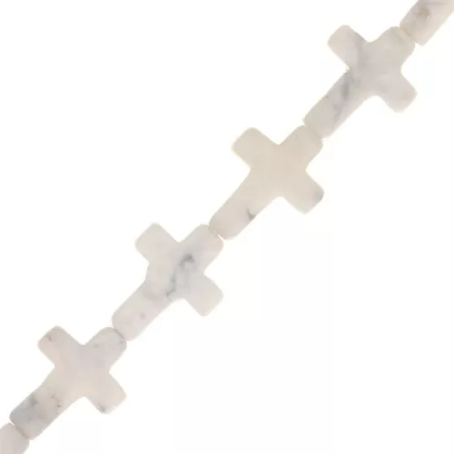 Cuenta cruz 16.5x12 mmde imitación piedra gema tintada - Howlite x1