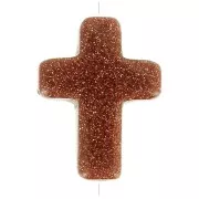 Cuenta cruz 16.5x12 mm de imitación piedra gema tintada - Pierre de soleil x1