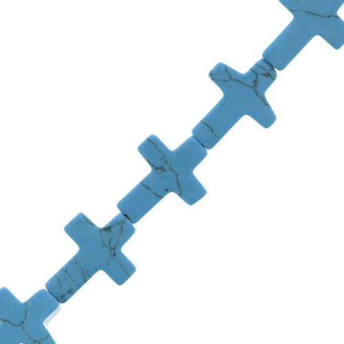 Cuenta cruz 16.5x12 mm de imitación piedra gema tintada - Turquoise x1