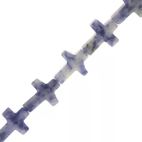 Cuenta cruz 16.5x12 mm de imitación piedra gema tintada - Sodalite x1