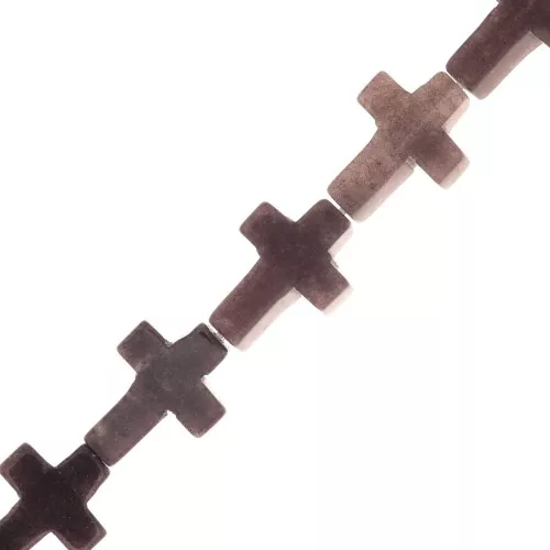 Cuenta cruz 16.5x12 mm de imitación piedra gema tintada - Jaspe poppy x1