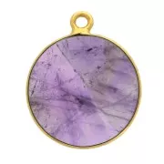 Colgante redondo de piedra gema 16mm - de Plata 925Dorado con oro fino - Améthy