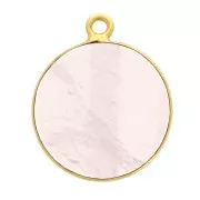 Colgante redondo de piedra gema 16mm - de Plata 925Dorado con oro fino - Quartz