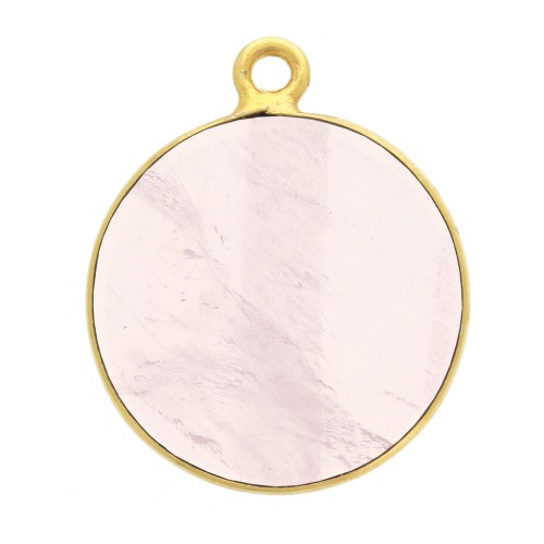 Colgante redondo de piedra gema 16mm - de Plata 925Dorado con oro fino - Quartz