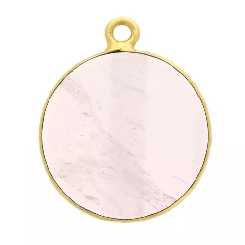 Colgante redondo de piedra gema 16mm - de Plata 925Dorado con oro fino - Quartz