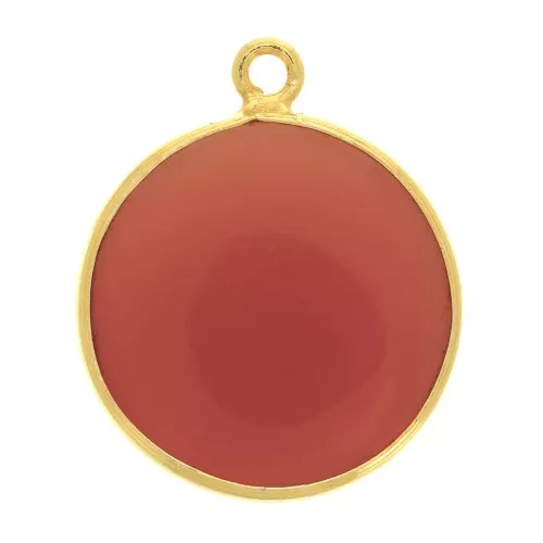 Colgante piedra gema 16mm - de Plata 925Dorado con oro fino imitación Cornal