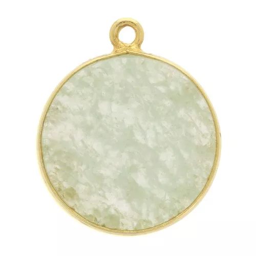 Colgante redondo de piedra gema 16mm - de Plata 925Dorado con oro fino - Aventu
