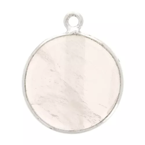 Colgante redondo de piedra gema 16 mm - de Plata 925- Quartz rose x1