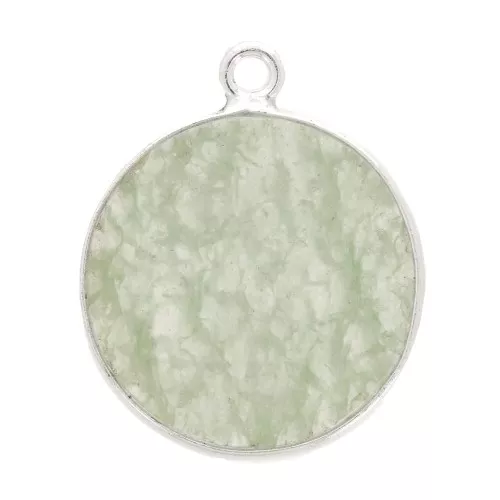 Colgante redondo de piedra gema 16 mm - de Plata 925- Aventurine x1