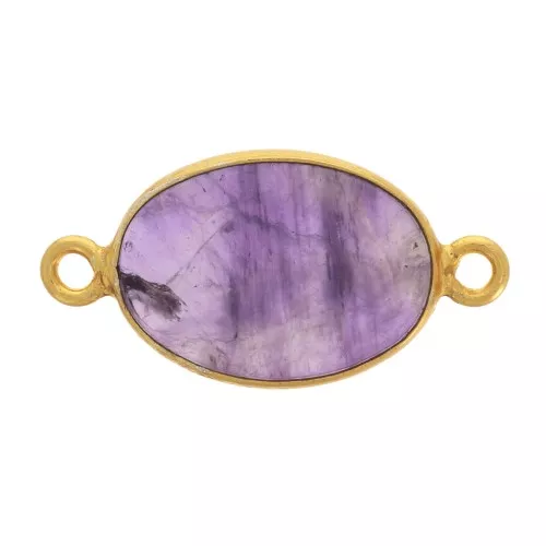 Entrepieza de piedra gemma 14x10mm Plata 925 Dorado con oro fino Améthyste
