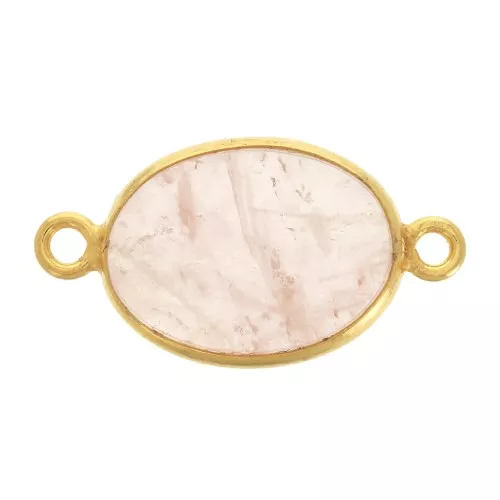 Entrepieza de piedra gemma 14x10mm Plata 925 Dorado con oro fino Quartz rose