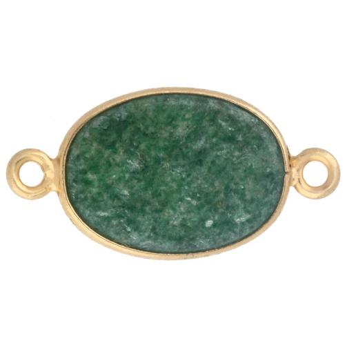 Entrepieza de piedra gemma 14x10mm Plata 925 Dorado con oro fino Aventurine
