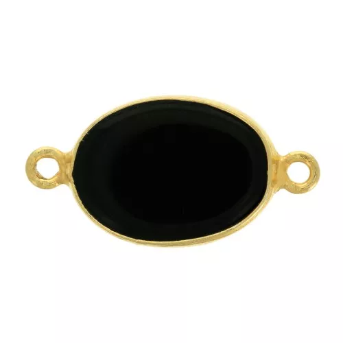 Entrepieza de piedra gemma 14x10mm Plata 925 Dorado con oro fino Onyx noir