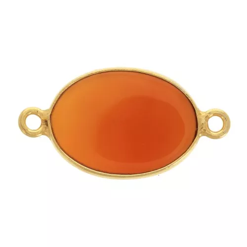 Entrepieza de piedra gemma 14x10mm Plata 925 Dorado con oro fino Cornaline