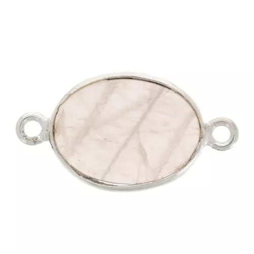 Entrepieza de piedra gemma 15x10mm Plata 925 - Quartz rose x1