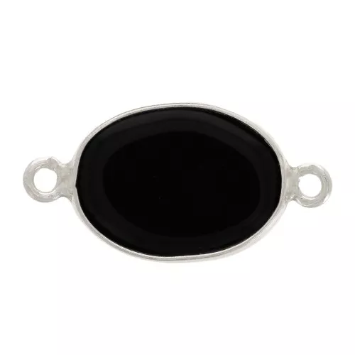 Entrepieza de piedra gemma 15x10mm Plata 925 - Onyx noir x1