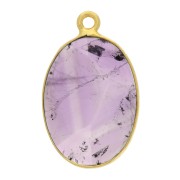 Colgante ovalado piedra gema 22x14mm Plata 925 Dorado con oro fino - Améthyste x1