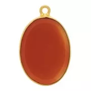 Colgante piedra gema 22x14mm Plata 925 Dorado con oro fino imitaciónCornaline x1