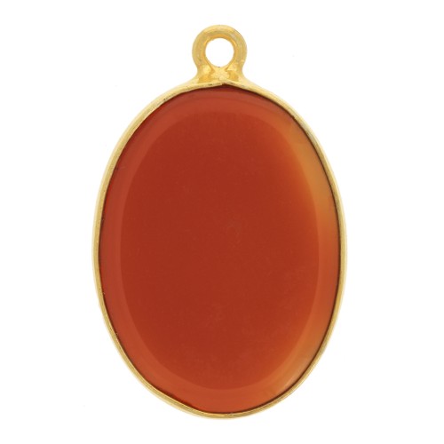 Colgante piedra gema 22x14mm Plata 925 Dorado con oro fino imitaciónCornaline x1