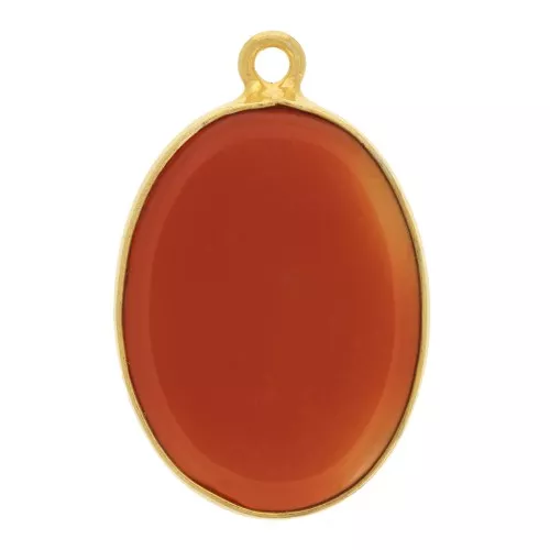 Colgante piedra gema 22x14mm Plata 925 Dorado con oro fino imitaciónCornaline x1