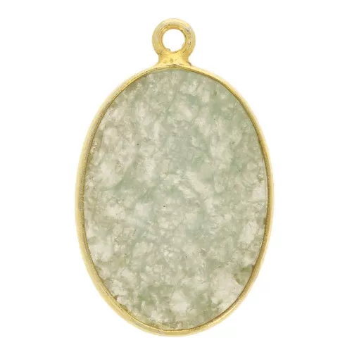 Colgante ovalado piedra gema 22x14mm Plata 925 Dorado con oro fino - Aventurine x1