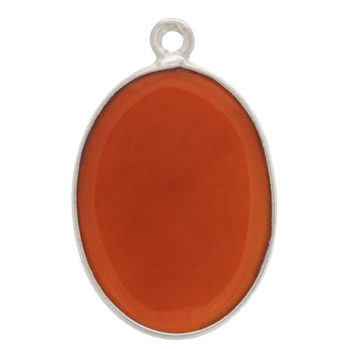 Colgante ovalado piedra gema 22x14mm Plata 925 imitación Cornaline x1
