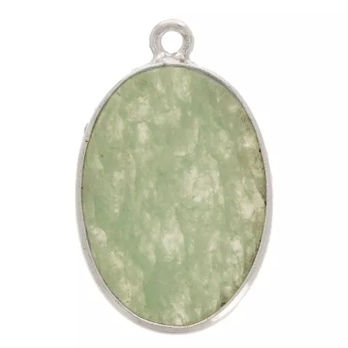Colgante ovalado piedra gema 22x14mm Plata 925 - Aventurine x1