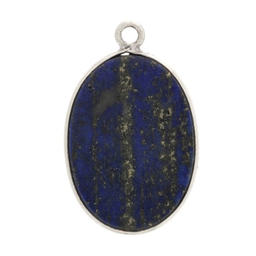 Colgante ovalado piedra gema 22x14mm Plata 925 - Lapis lazuli x1
