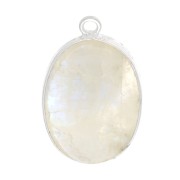 Colgante ovalado piedra gema 22x14mm Plata 925 - Pierre de lune x1