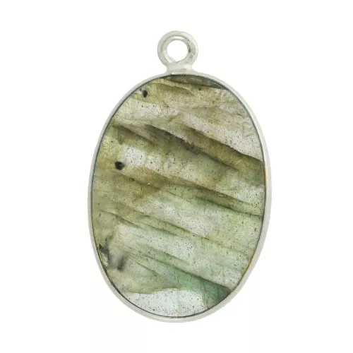 Colgante ovalado piedra gema 22x14mm Plata 925 - Labradorite x1