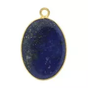 Colgante ovalado piedra gema 22x14mm Plata 925 Dorado con oro fino - Lapis lazuli