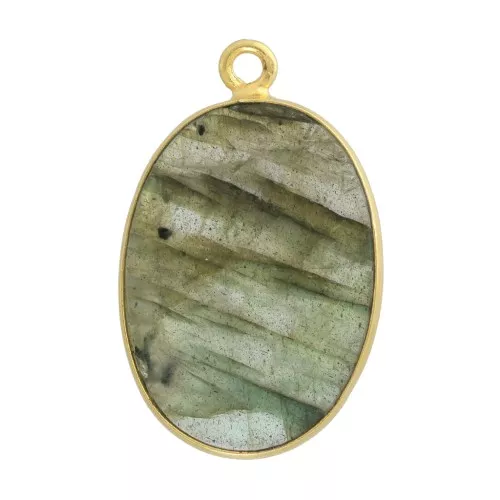 Colgante ovalado piedra gema 22x14mm Plata 925 Dorado con oro fino - Labradorite x