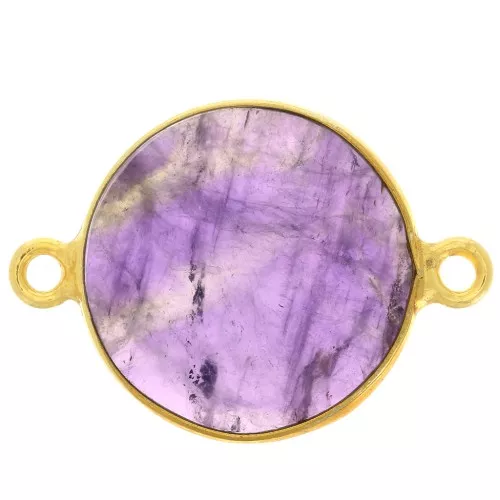 Entrepieza de piedra gemma 16mm Plata 925 Dorado con oro fino Améthyste