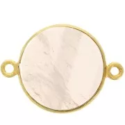 Entrepieza de piedra gemma 16mm Plata 925 Dorado con oro fino Quartz rose