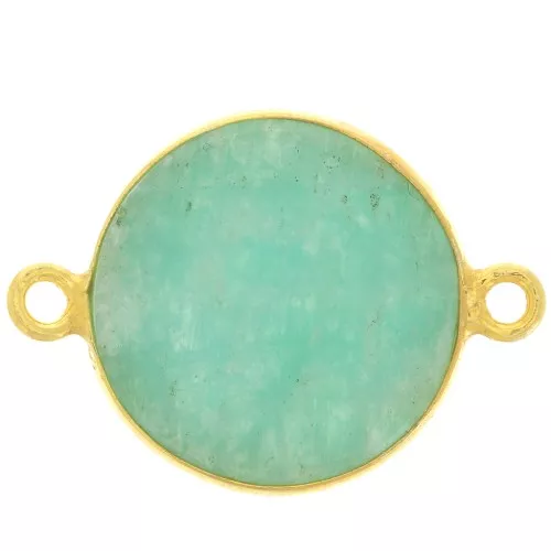 Entrepieza de piedra gemma 16mm Plata 925 Dorado con oro fino Amazonite
