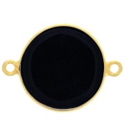 Entrepieza de piedra gemma 16mm Plata 925 Dorado con oro fino Onyx noir