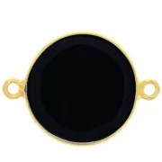 Entrepieza de piedra gemma 16mm Plata 925 Dorado con oro fino Onyx noir